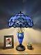 Enjoy Tiffany Style Table Lamp Lavender Baroque Blue Stained Glass Led Bulbs H24