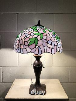 Enjoy Tiffany Style Table Lamp Purple Leave Stained Glass Vintage H24W16 Inch