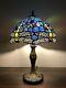 Enjoy Tiffany Style Table Lamp Sky Blue Stained Glass Dragonfly Vintage 19h12w