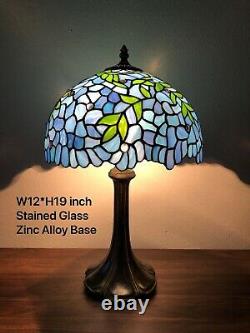 Enjoy Tiffany Style Table Lamp Stained Glass Flower Antique Vintage W12H19