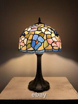 Enjoy Tiffany Style Table Lamp Stained Glass Hummingbird Flower Vintage H19W12