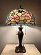 Enjoy Tiffany Style Table Lamp Stained Glass Hummingbird Flowers Vintage H24w16