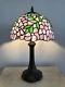 Enjoy Tiffany Style Table Lamp Stained Glass Purple Flowers Vintage H19w12 Inch