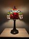 Enjoy Tiffany Style Table Lamp Stained Glass Rose Flower Vintage H19w12 Inch