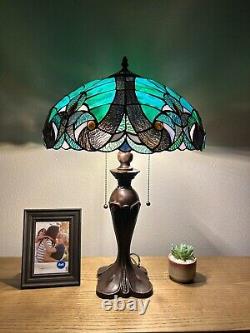 Enjoy Tiffany Style Table Lamp Stained Glass Vintage H24W16 Inches