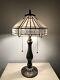 Enjoy Tiffany Style Table Lamp White Stained Glass Vintage H22w12 In