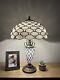 Enjoy Tiffany Style Table Lamp White Stained Glass Vintage Included Led Bulb H24