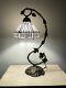 Enjoy Tiffany Style White Stained Glass Table Lamp Vintage H20.5w11 Inch