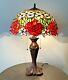 Enjoy Tiffany Table Lamp Stained Glass Rose Flower Antique Vintage W16h24