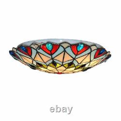 European Peacock Tail Flush Mount Lights Tiffany Stained Glass Ceiling Lamp