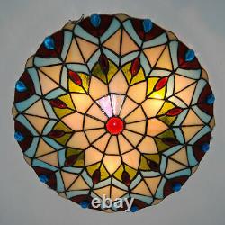 European Peacock Tail Flush Mount Lights Tiffany Stained Glass Ceiling Lamp