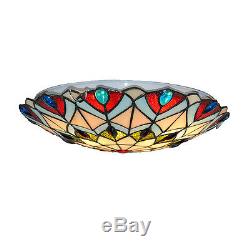 European Peacock Tail Flush Mount Lights Tiffany Stained Glass Ceiling Lamp C268