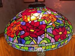 Extra Large DALE TIFFANY INC Stained Glass Lamp. Classic Rose Flower Motif RARE