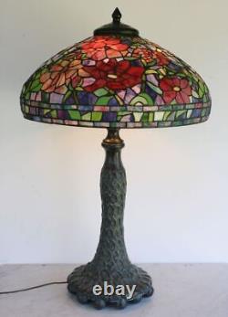 Extra Large DALE TIFFANY INC Stained Glass Lamp. Classic Rose Flower Motif RARE