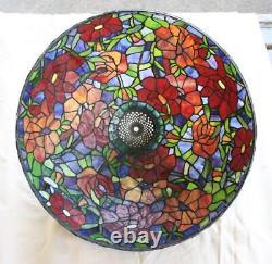 Extra Large DALE TIFFANY INC Stained Glass Lamp. Classic Rose Flower Motif RARE