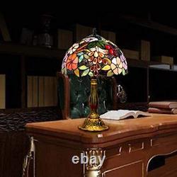 FUMAT Bedside Table Lamp LED E26 Bulb Tiffany Stained Glass Grape Rose Handma