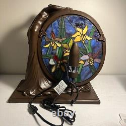 Fame Art Nouveau Woman Dress Lamp with A Tulip Iris Stained Glass NEW