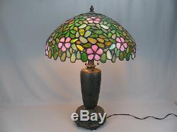 Fine Antique Handel / Unique Leaded Stained Glass Apple or Cherry Blossom Lamp