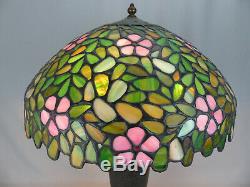 Fine Antique Handel / Unique Leaded Stained Glass Apple or Cherry Blossom Lamp