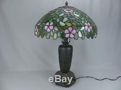 Fine Antique Handel / Unique Leaded Stained Glass Apple or Cherry Blossom Lamp