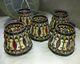 Five Quoizel Arts Crafts Stained Glass Lamp Shades 4 Top 5-1/2 Tall -6-1/2