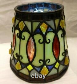 Five Quoizel arts crafts stained glass lamp shades 4 top 5-1/2 tall -6-1/2