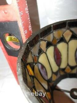 Five Quoizel arts crafts stained glass lamp shades 4 top 5-1/2 tall -6-1/2