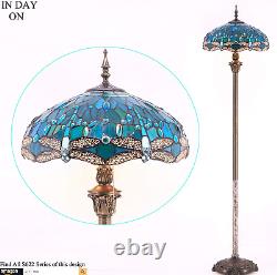 Floor Lamp Dragonfly Stained Glass Antique Standing Reading Light Pole