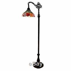 Floor Lamp Reading Light Tiffany Style Stained Glass Vintage Bold Roses 62 NEW