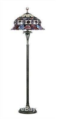 Floor Lamp Stained Glass Tiffany Style Floral Roses Design 20 Shade