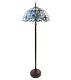 Floor Lamp Tiffany Standing Stained Glass Light Torchiere Blue Shade Vintage 64