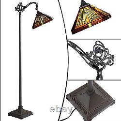 Floor Lamp Tiffany Style Room Reading Antique Crystal Stained Glass Soft Light