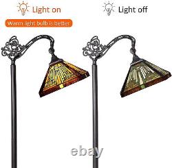 Floor Lamp Tiffany Style Room Reading Antique Crystal Stained Glass Soft Light