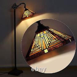 Floor Lamp Tiffany Style Room Reading Antique Crystal Stained Glass Soft Light