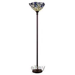 Floor Lamp Tiffany Style Stained Glass Iris Floral Flower Design Shade