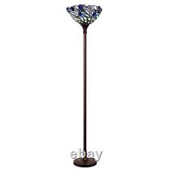 Floor Lamp Tiffany Style Stained Glass Iris Floral Flower Design Shade