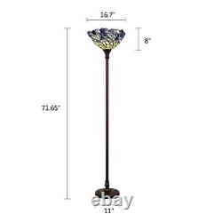 Floor Lamp Tiffany Style Stained Glass Iris Floral Flower Design Shade