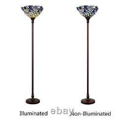 Floor Lamp Tiffany Style Stained Glass Iris Floral Flower Design Shade