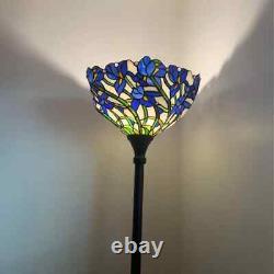 Floor Lamp Tiffany Style Stained Glass Iris Floral Flower Design Shade