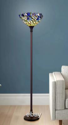Floor Lamp Tiffany Style Stained Glass Iris Floral Flower Design Shade
