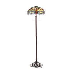 Floor Lamp Tiffany Style Stained Glass with Dragonfly Design Shade