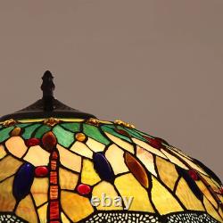 Floor Lamp Tiffany Style Stained Glass with Dragonfly Design Shade