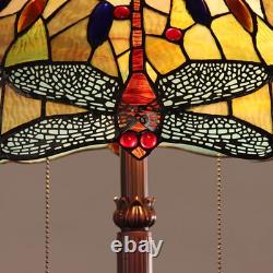 Floor Lamp Tiffany Style Stained Glass with Dragonfly Design Shade