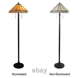 Floor Lamp Tiffany Style Stained Glass with Mission Design Shade