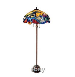 Floor Lamp Tiffany Style Stained Glass with a Dragonfly Design Shade