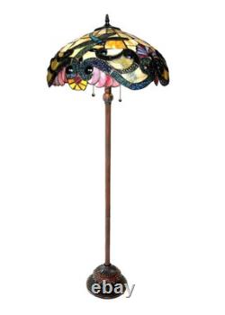 Floor Lamp Tiffany Style Stained Glass with a Dragonfly Design Shade