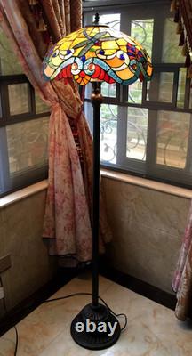 Floor Lamp Tiffany Style Stained Glass with a Dragonfly Design Shade
