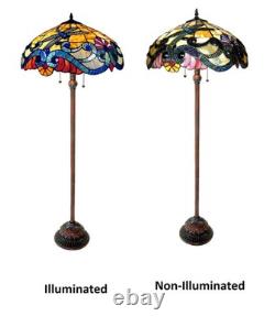 Floor Lamp Tiffany Style Stained Glass with a Dragonfly Design Shade