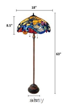 Floor Lamp Tiffany Style Stained Glass with a Dragonfly Design Shade