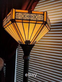 Floor Lamp Yellow Stained Glass Light 12X12X66 Inch Decor Bedroom Living antique